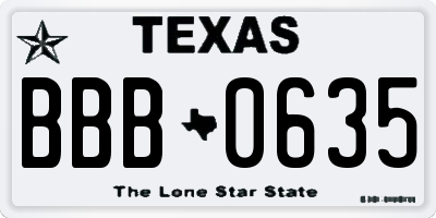 TX license plate BBB0635