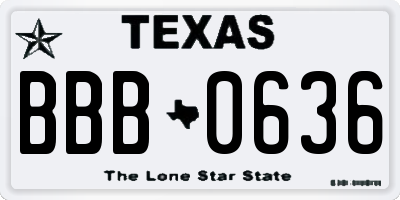 TX license plate BBB0636