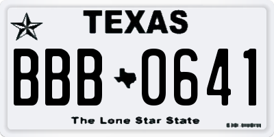 TX license plate BBB0641