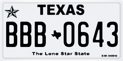 TX license plate BBB0643