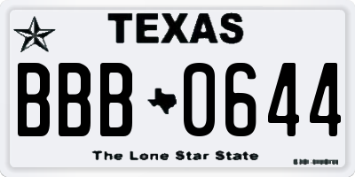 TX license plate BBB0644