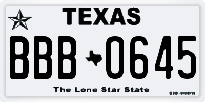 TX license plate BBB0645