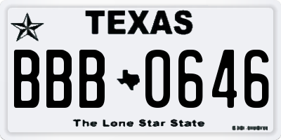 TX license plate BBB0646