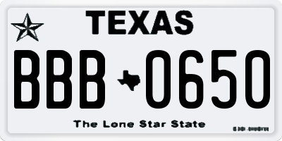 TX license plate BBB0650