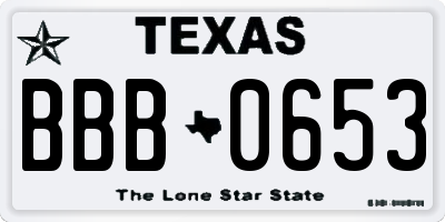 TX license plate BBB0653