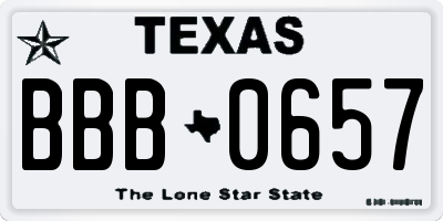 TX license plate BBB0657