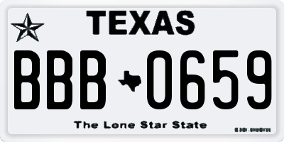 TX license plate BBB0659