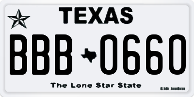 TX license plate BBB0660