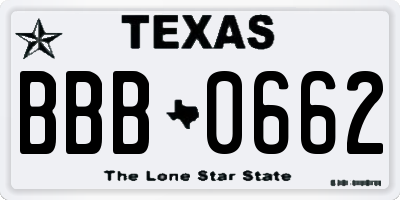 TX license plate BBB0662