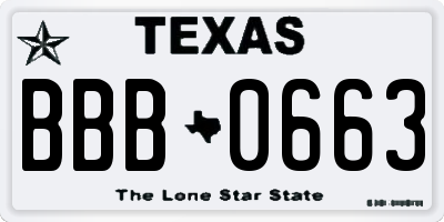 TX license plate BBB0663