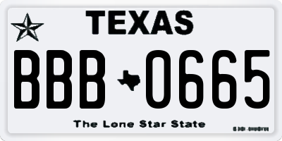 TX license plate BBB0665