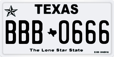 TX license plate BBB0666