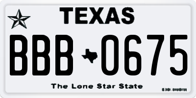 TX license plate BBB0675