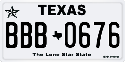 TX license plate BBB0676