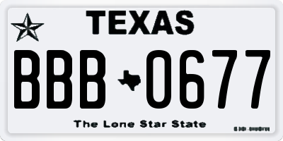 TX license plate BBB0677