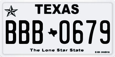 TX license plate BBB0679