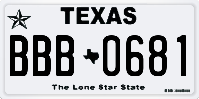 TX license plate BBB0681