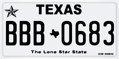 TX license plate BBB0683