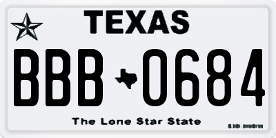 TX license plate BBB0684