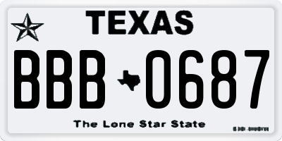 TX license plate BBB0687