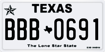 TX license plate BBB0691