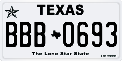 TX license plate BBB0693