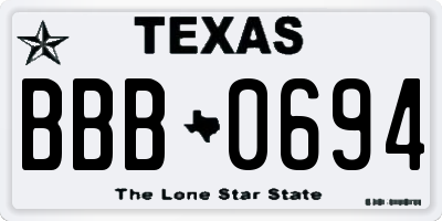 TX license plate BBB0694