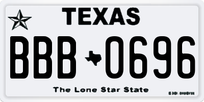 TX license plate BBB0696