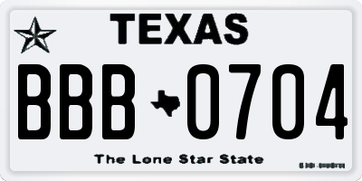 TX license plate BBB0704