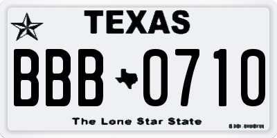 TX license plate BBB0710