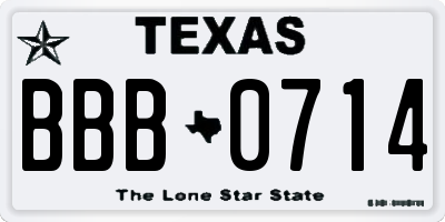 TX license plate BBB0714