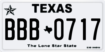 TX license plate BBB0717