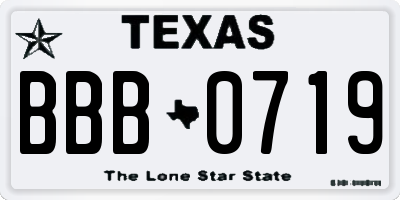 TX license plate BBB0719