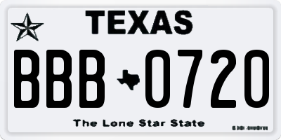 TX license plate BBB0720