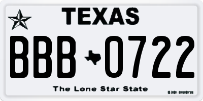 TX license plate BBB0722