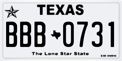 TX license plate BBB0731