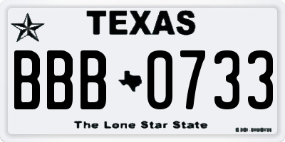 TX license plate BBB0733