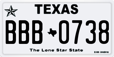 TX license plate BBB0738