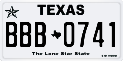 TX license plate BBB0741