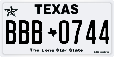 TX license plate BBB0744