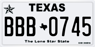 TX license plate BBB0745