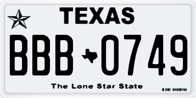 TX license plate BBB0749