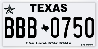 TX license plate BBB0750