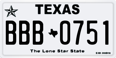 TX license plate BBB0751