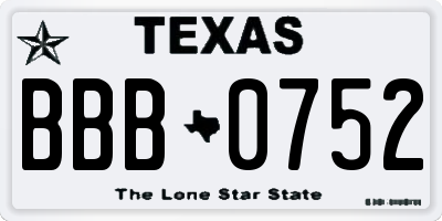 TX license plate BBB0752