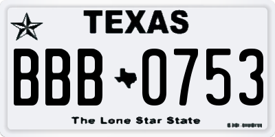 TX license plate BBB0753