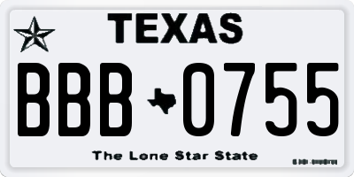 TX license plate BBB0755