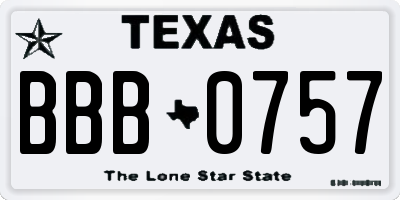 TX license plate BBB0757