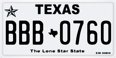 TX license plate BBB0760