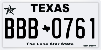 TX license plate BBB0761